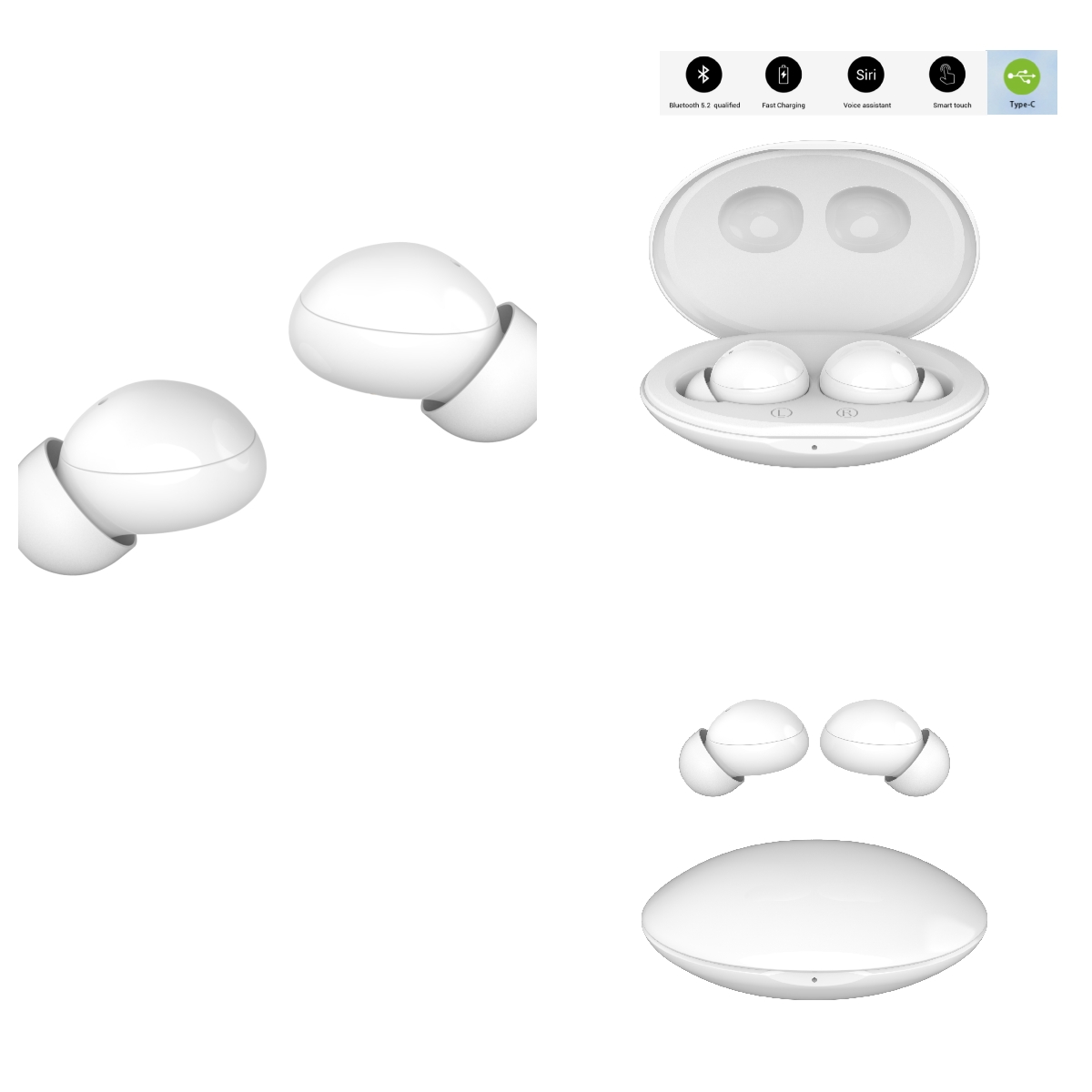 individual style true wireless earbuds with shell shape